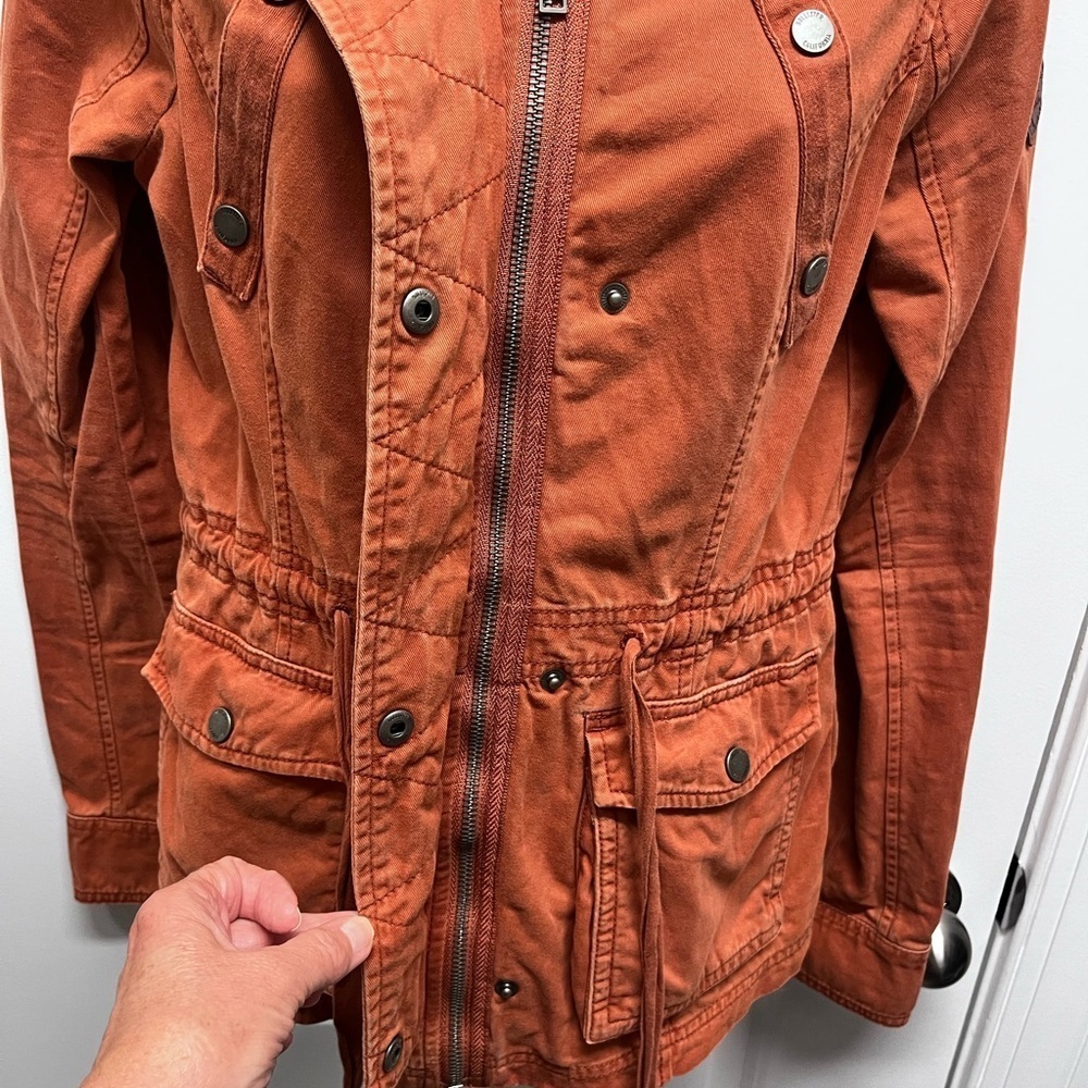 Hollister Burnt Orange Utility Jacket - Small - Rust Military Cargo Coat - Picture 6 of 13